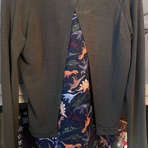 New with Tags L.A. Soul Women's Dinosaur Print Layered Shirt Olive Green Small - Picture 2 of 3